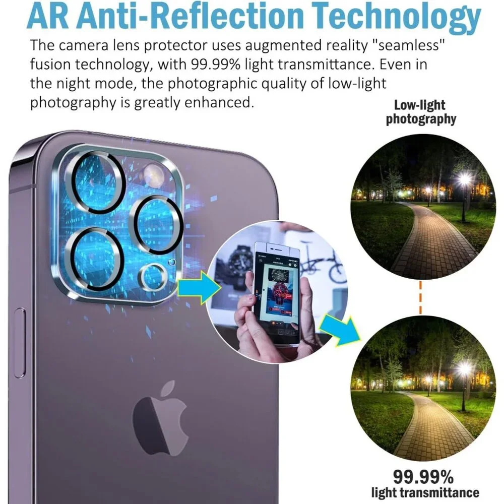 3 Pack Tempered Glass Camera Lens Protector for iPhone 14 Pro 6.1 14 Pro Max 6.7